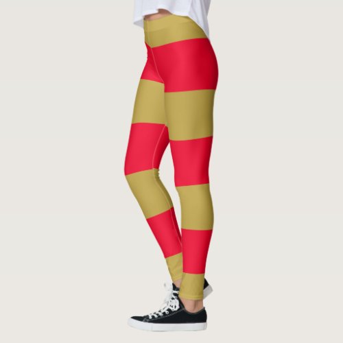 Red and Gold Stripes Leggings