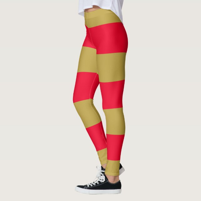 Red and Gold Stripes Leggings (Left)