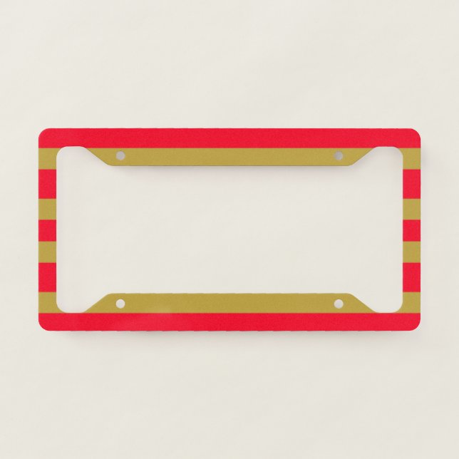 Red and Gold Stripes License Plate Frame (Front)