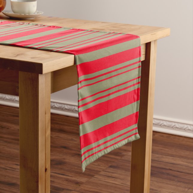 Red and Gold Stripes Long Table Runner (In Situ)