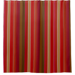 Red and Gold Stripes Shower Curtain