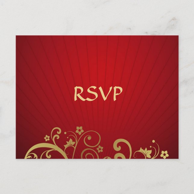Red and Gold Swirl Post Card Reply (Front)