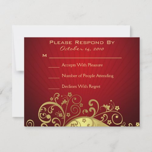 Red and Gold Swirl Reply Card