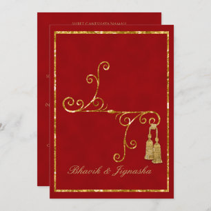 Red and Gold Tassel Indian Wedding Invitation