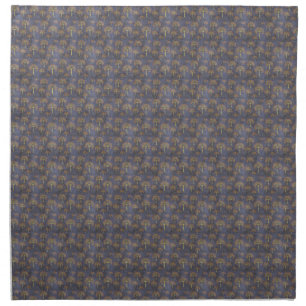 Red and Gold Trees on Grunge Blue Napkin