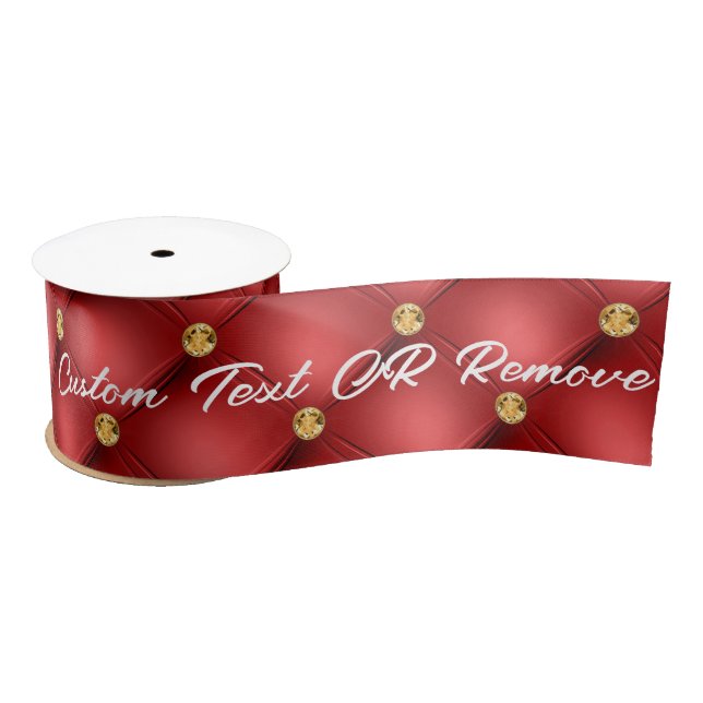 Red and Gold Tufted Ribbon Personalized Text Name (Spool)