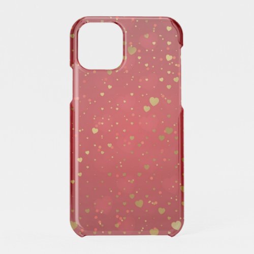 Red and gold Valentines day pattern iPhone 11 Pro Case