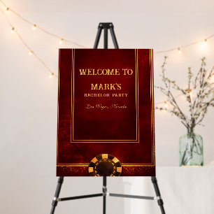 Red And Gold Vegas Casino Bachelor Party Foam Board