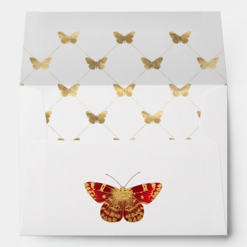 Red and Gold Vintage Butterfly Envelope