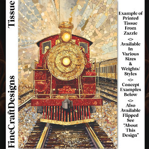 Red and Gold Vintage Loco, Mosaic DH3R Decoupage Tissue Paper
