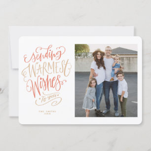 Red and Gold Warmest Wishes Holiday Photo Card