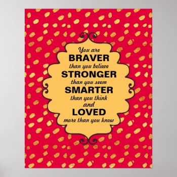 Red And Gold Words Of Encouragement Poster by LittleThingsDesigns at Zazzle