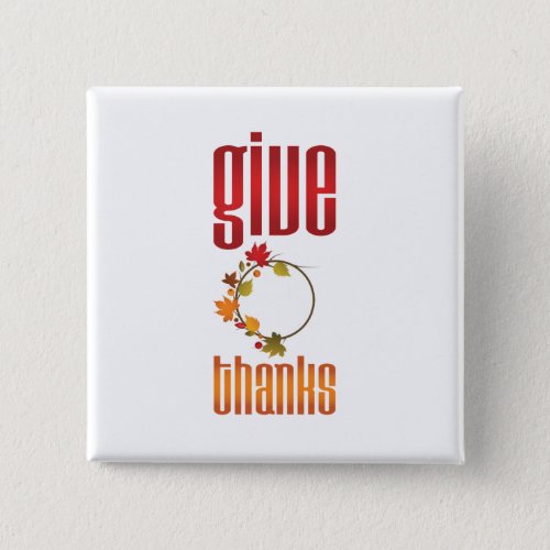 Red and Gold Wreath Give Thanks Typography Button