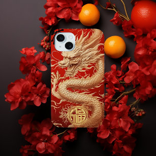 Red and Gold Year of the Dragon Power Emblem  iPhone 15 Plus Case