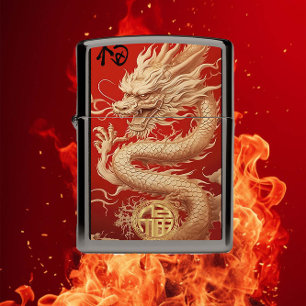 Red and Gold Year of the Dragon Power Emblem  Zippo Lighter