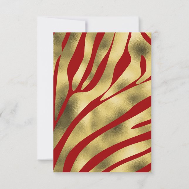 Red and Gold Zebra Blank Greeting Card  (Front)