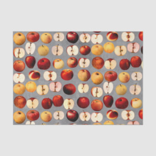 Red and Golden Apples on Gray Pattern Tissue Paper