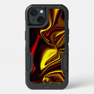 Red and golden curved strokes on dark background iPhone 13 case