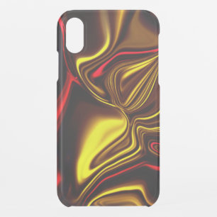 Red and golden curved strokes on dark background iPhone XR case