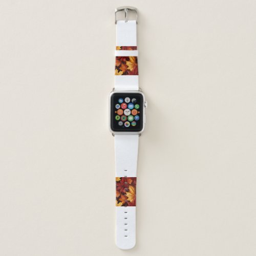 red and golden maple leaf design apple watch band