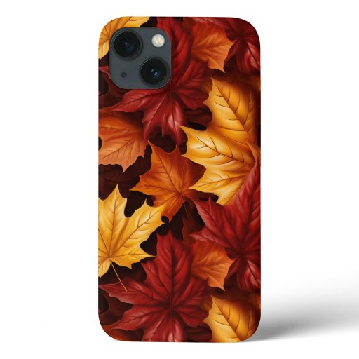 red and golden maple leaf design iPhone 13 case