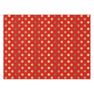 Red and Golden Polka Dot Table Cloth