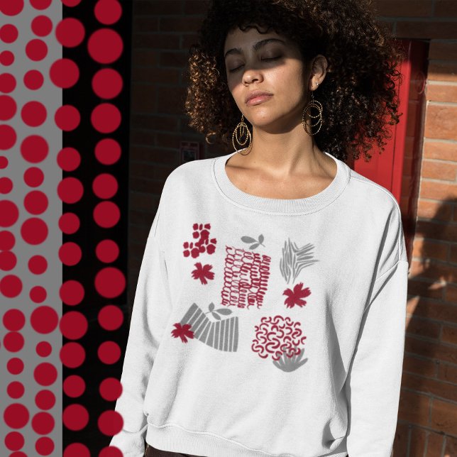 Red and Gray Abstract Line and Shapes Sweatshirt (Creator Uploaded)