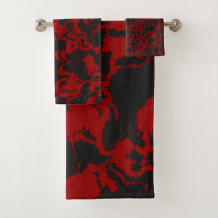 Red and Gray Bath Towel Set