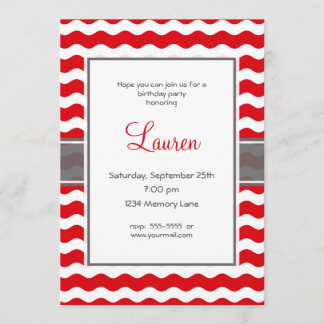 Red And Gray Birthday Invitation