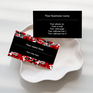 Red and Gray Camo, Camouflage, Military, Army Business Card