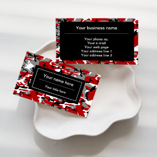 Red and Gray Camo, Camouflage, Military, Army Business Card