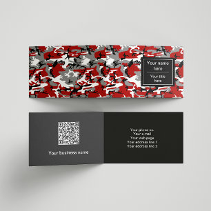 Red and Gray Camo, Camouflage, Military, Army Business Card