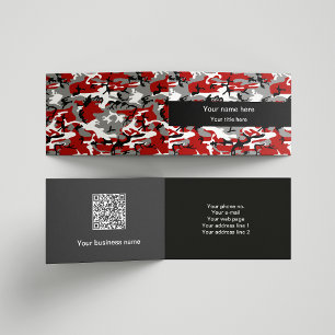 Red and Gray Camo, Camouflage, Military, Army Business Card