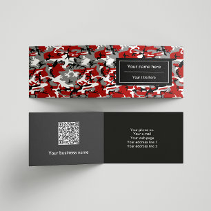 Red and Gray Camo, Camouflage, Military, Army Business Card