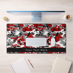 Red and Gray Camo, Camouflage, Military, Army Desk Mat