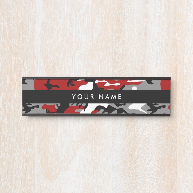 Red and Gray Camo, Camouflage, Military, Army Door Sign (Front)