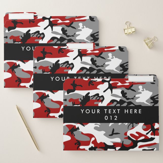Red and Gray Camo, Camouflage, Military, Army File Folder (Set)