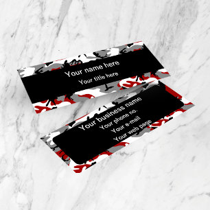 Red and Gray Camo, Camouflage, Military, Army Mini Business Card