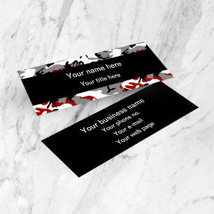 Red and Gray Camo, Camouflage, Military, Army Mini Business Card
