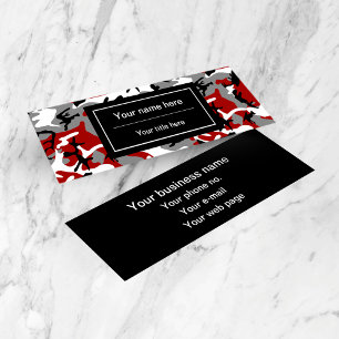 Red and Gray Camo, Camouflage, Military, Army Mini Business Card