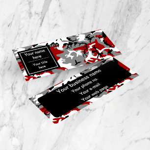 Red and Gray Camo, Camouflage, Military, Army Mini Business Card