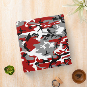 Red and Gray Camouflage, Military, Army 3 Ring Binder