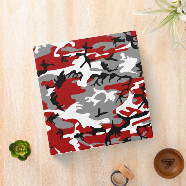 Red and Gray Camouflage, Military, Army 3 Ring Binder (In Situ)
