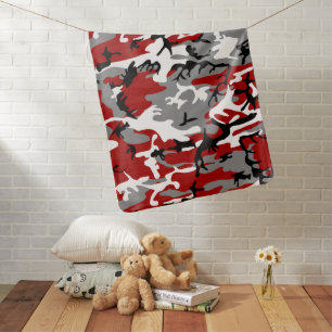 Red and Gray Camouflage, Military, Army Baby Blanket