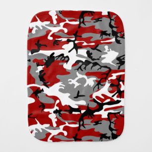 Red and Gray Camouflage, Military, Army Baby Burp Cloth