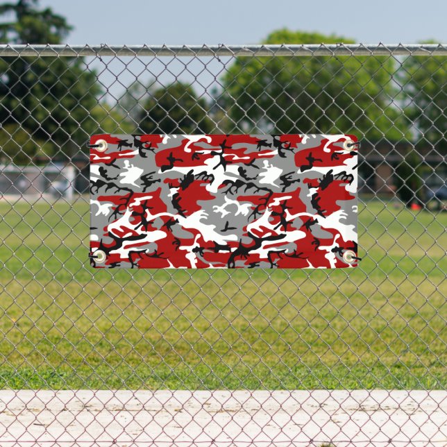 Red and Gray Camouflage, Military, Army Banner (Insitu)