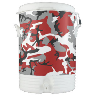 Red and Gray Camouflage, Military, Army Beverage Cooler