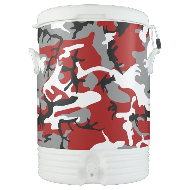 Red and Gray Camouflage, Military, Army Beverage Cooler (Front)