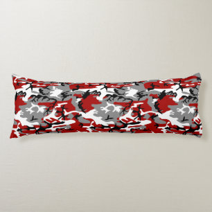 Red and Gray Camouflage, Military, Army Body Pillow