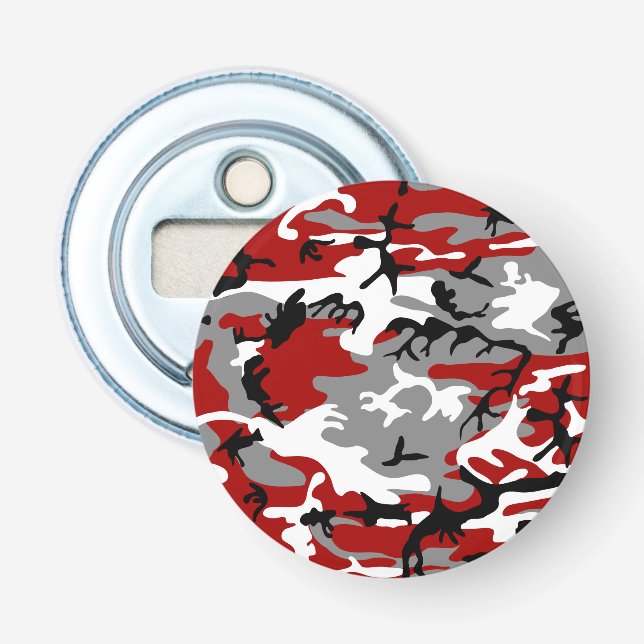 Red and Gray Camouflage, Military, Army Bottle Opener (Front)